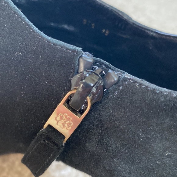 LK Bennett Black Suede Zip Up Block Heel Ankle Boot Size 39 - Picture 11 of 11